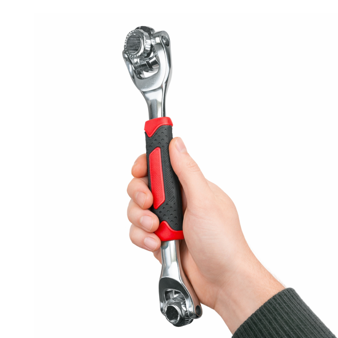 8-in-1 Multi Swivel Socket Wrench – Flexible Universal Wrench with Ergonomic Non-Slip Handle, Fits 5/16" to 1-1/16" Fasteners