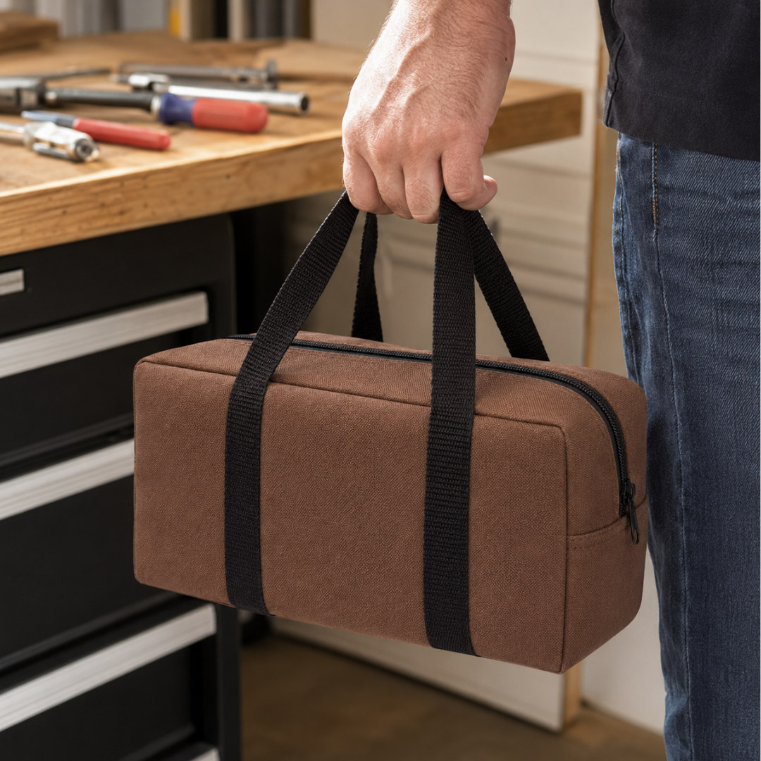 11-Inch Zippered Utility Bag with Carry Handles, Soft-Sided Portable Tool, Travel, Cosmetic and Toiletry Organizer – AB-18313