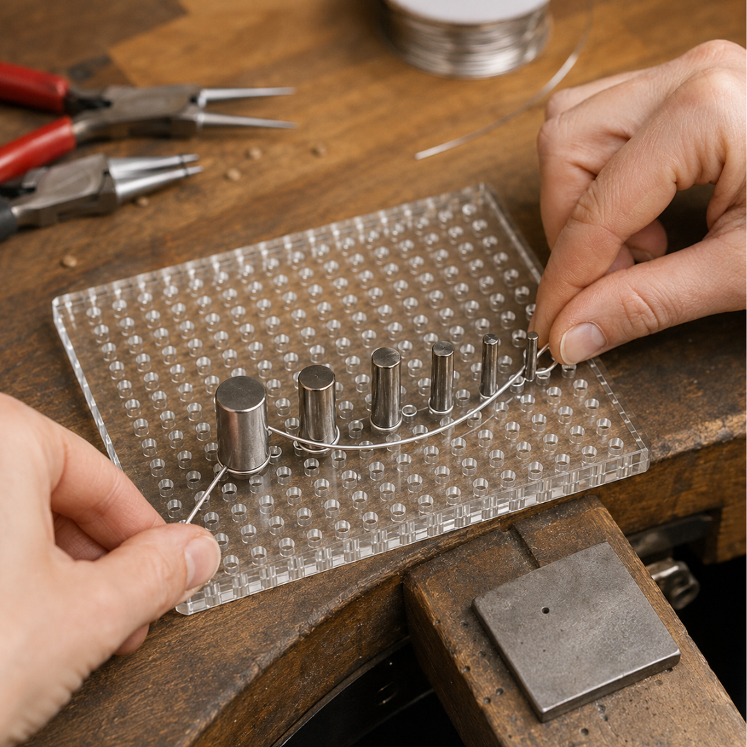 Acrylic Wire Bending and Shaping Jig with 326 Holes and 24 Removable Pins, 6 x 4 Inch Jewelry Making Forming Board – TJ-29391