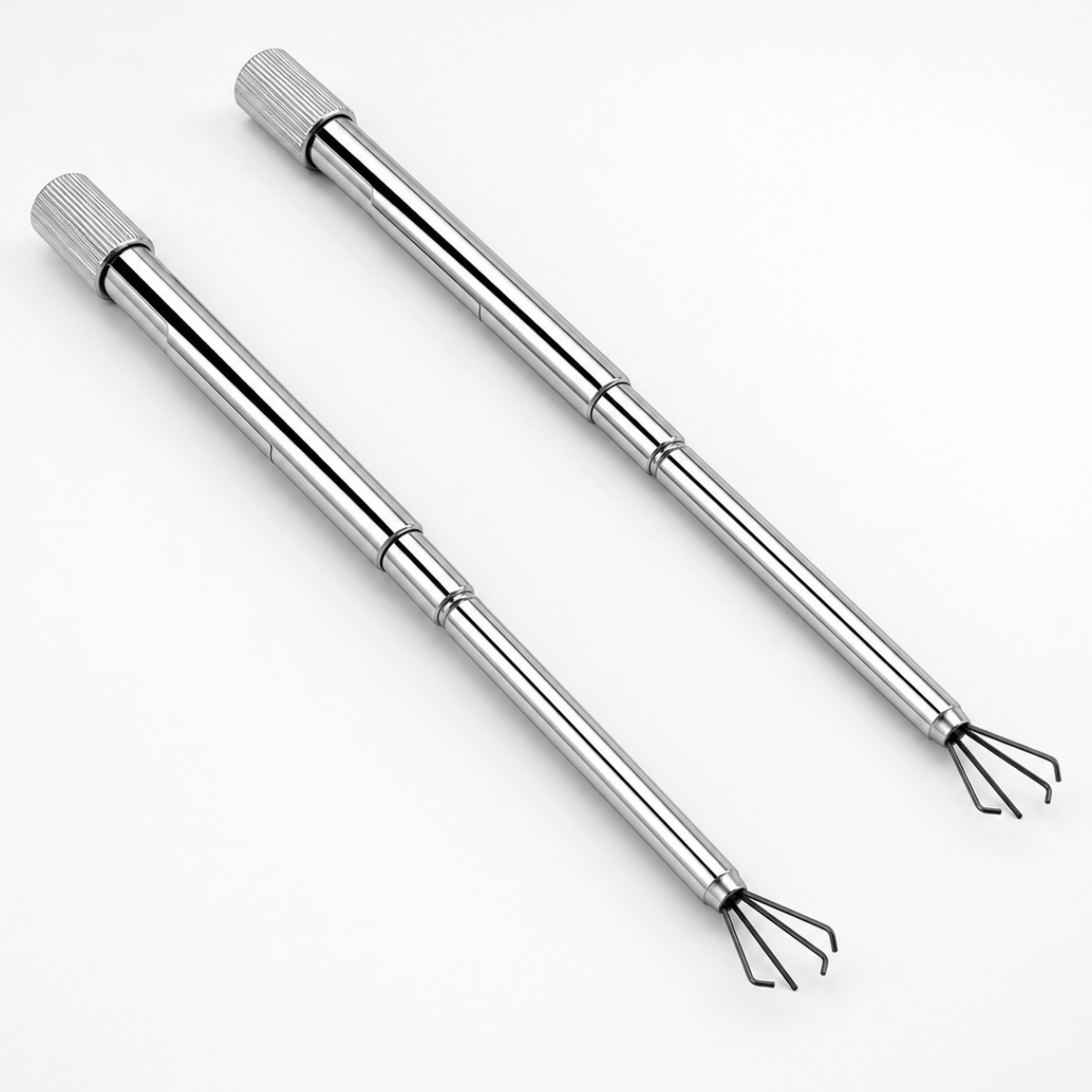 Retractable 4-Prong Pickup Tool, 5.75-Inch Metal Claw Grabber for Small Parts, Screws, Beads, Jewelry and Watch Repair, 3/4-Inch Maximum Opening, Pack of 2