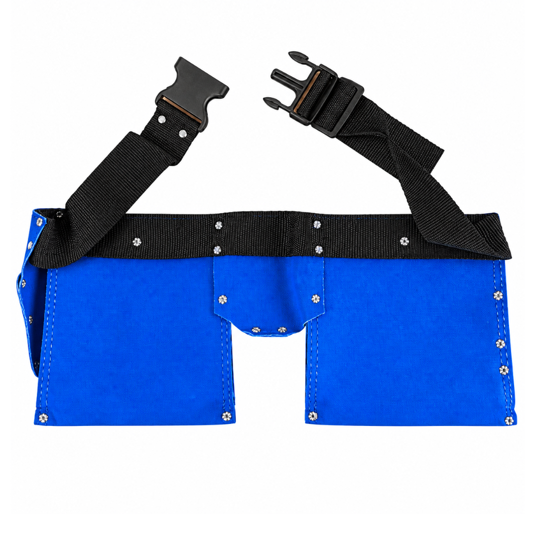 Blue Suede Tool Belt with 10 Pockets, Adjustable 30"–46" Waist, Heavy-Duty Riveted Construction, Hammer Holder & Tool Pouches for Construction, Carpentry, Roofing and DIY