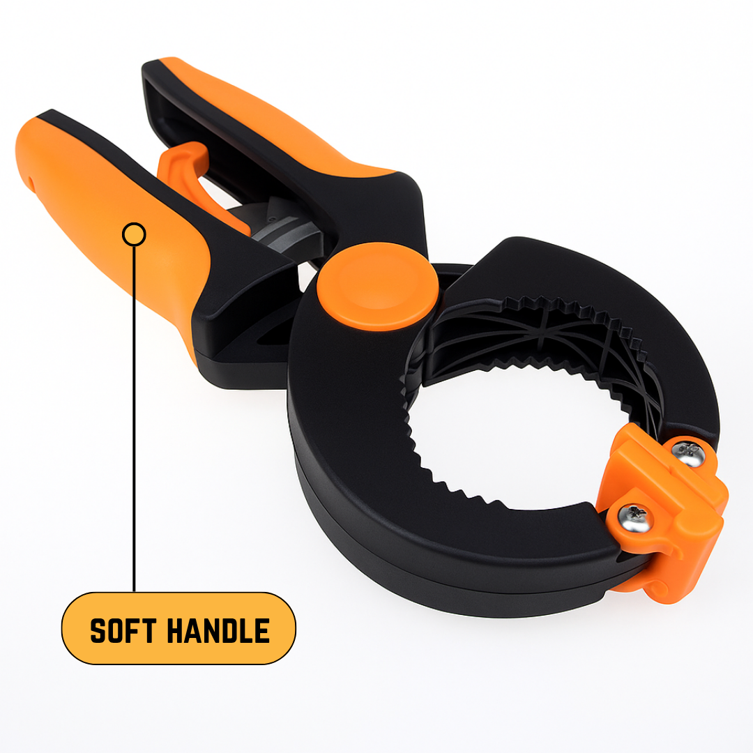 8-Inch Ratcheting Quick-Release Clamp with Pivoting Jaws – Adjustable Hand Clamp for Gluing, Woodworking, and DIY Projects