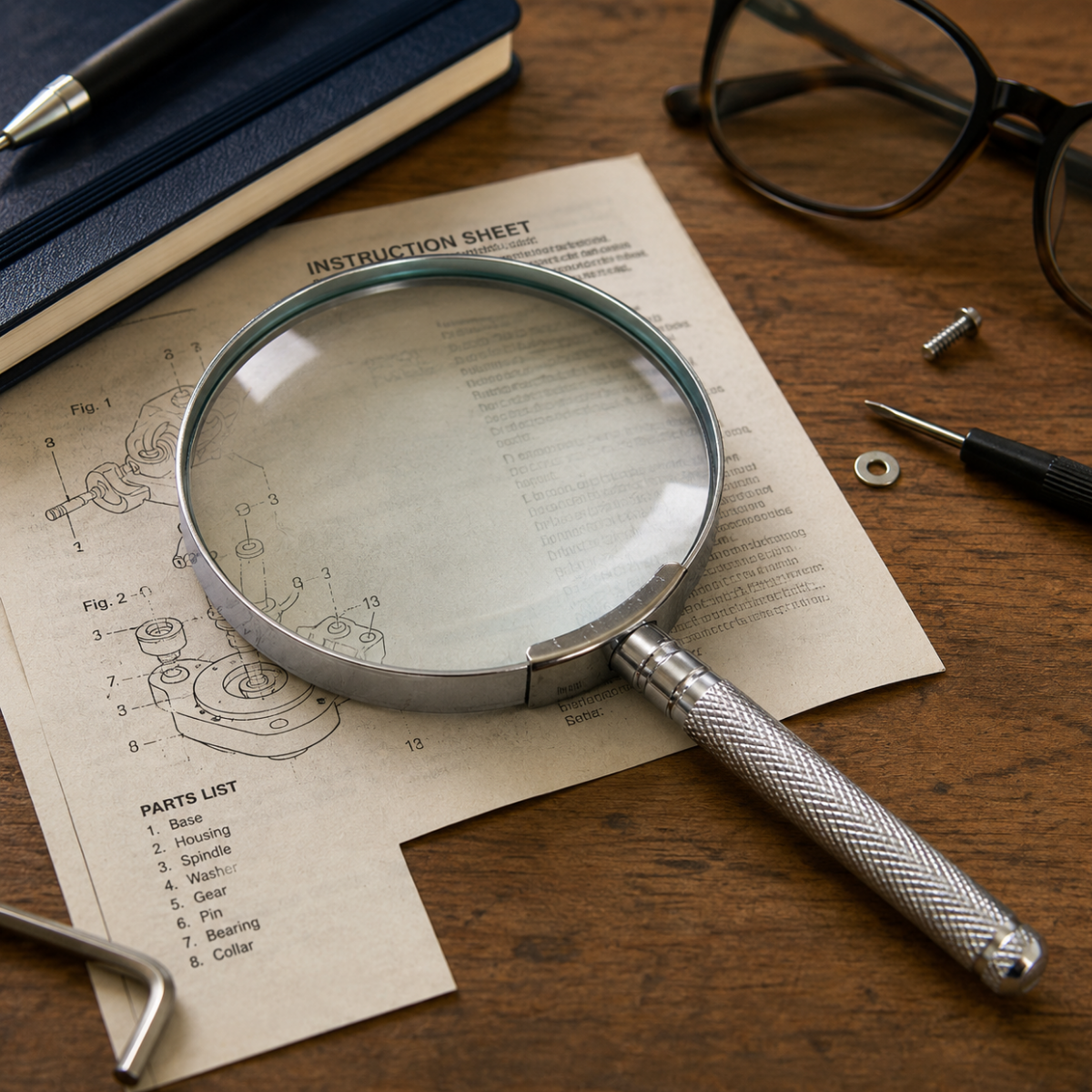 2X Handheld Magnifying Glass with 4-1/4" Glass Lens & Textured Steel Handle, Chrome Finish, Large Reading Magnifier for Books, Maps, Receipts & Hobbies – MG-18540