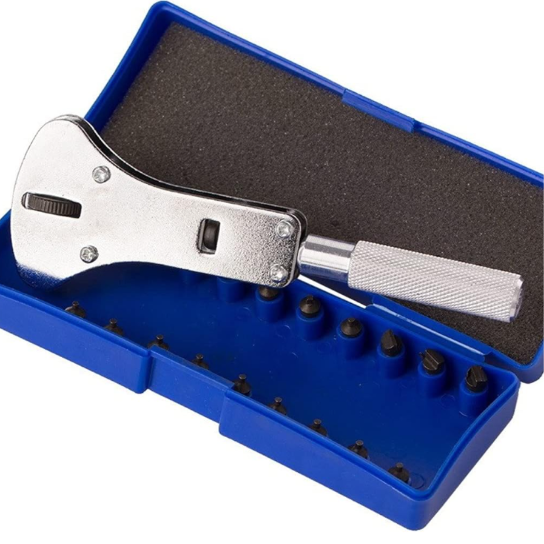 Professional Watch Case Back Opener Tool Kit – Adjustable Waterproof Watch Wrench Remover with 18 Dies – Watch Battery Replacement & Repair Tool Set with Storage Case