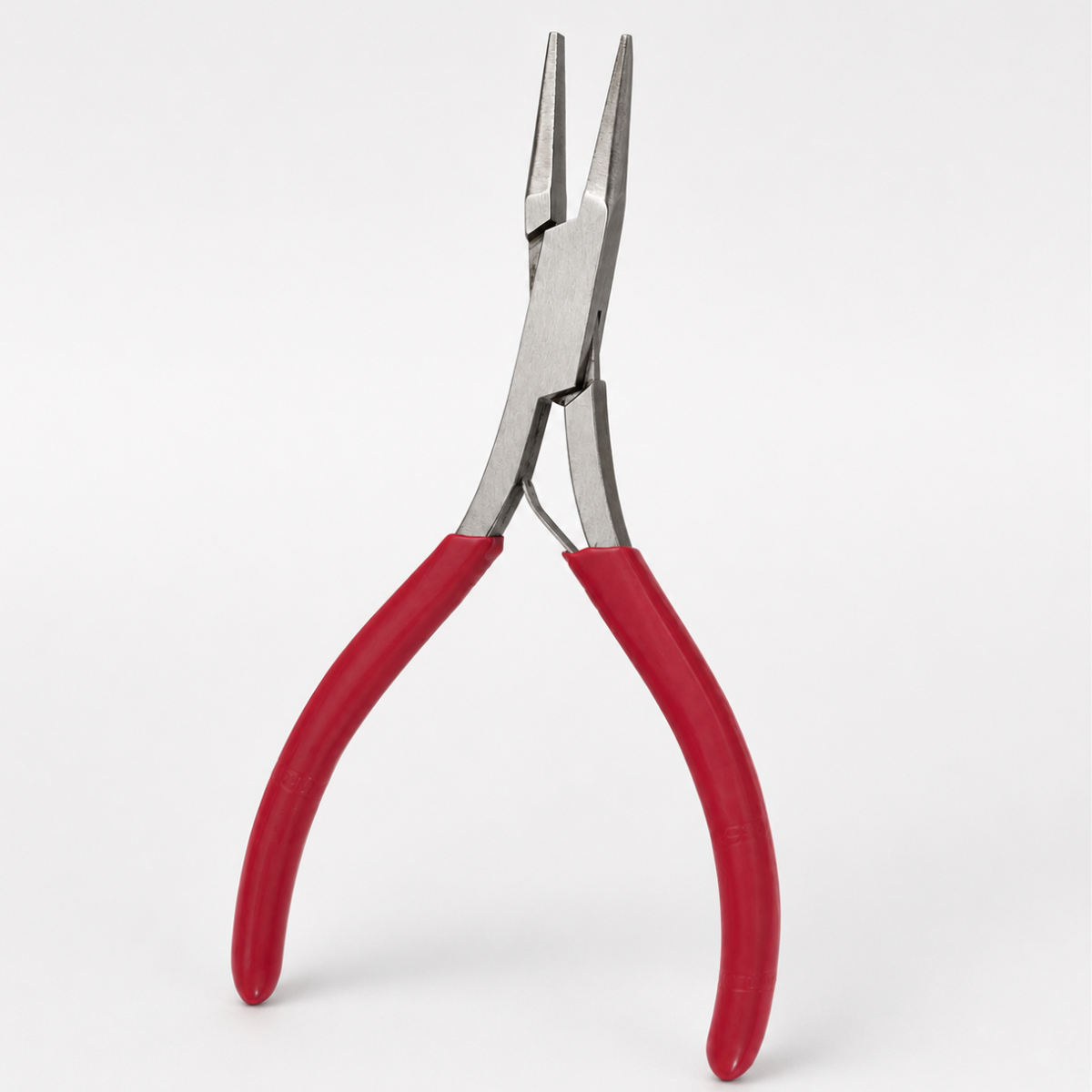 5-Inch Flat Nose Jewelry Pliers with Spring-Action Handles, Stainless Steel Jaws and Red PVC Comfort Grips for Wire Bending, Jewelry Making and Repair