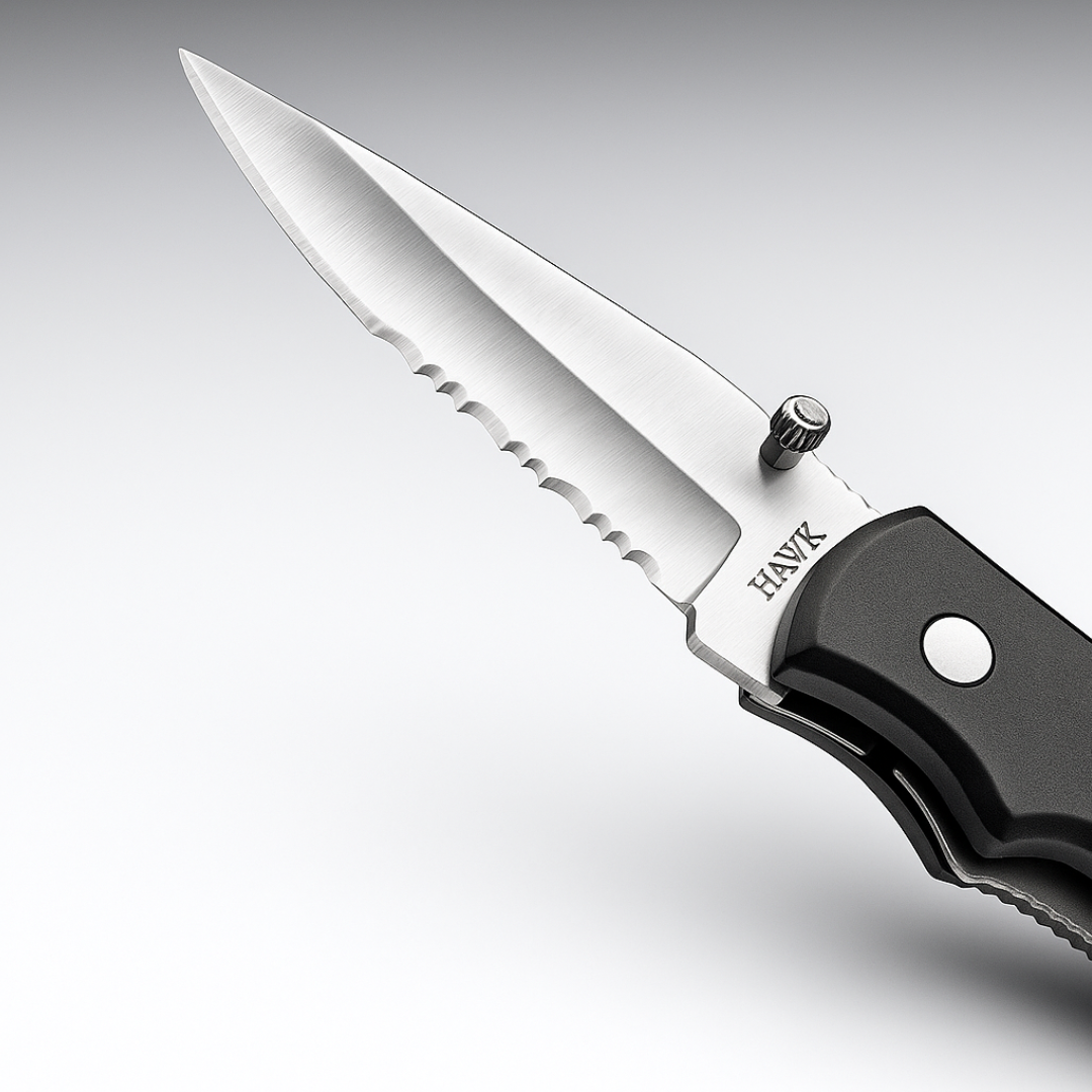 Folding Pocket Knife with 3" Stainless Steel Blade – Half Smooth & Half Serrated | 7.25" Open Length | Bear Inlay Handle + 6" Dual-Grit Sharpening Stone (120/240 Grit) – Aluminum Oxide, Durable & Reliable