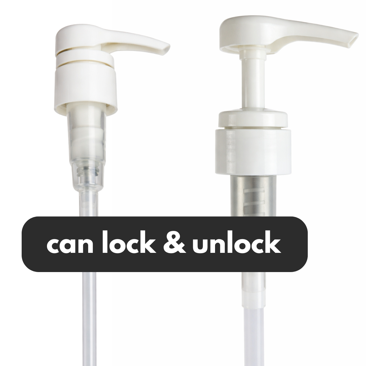 Soap Dispenser Pump Replacement Heads – 28/410 Locking Pump, White, Trim-to-Fit Dip Tube, Pack of 5