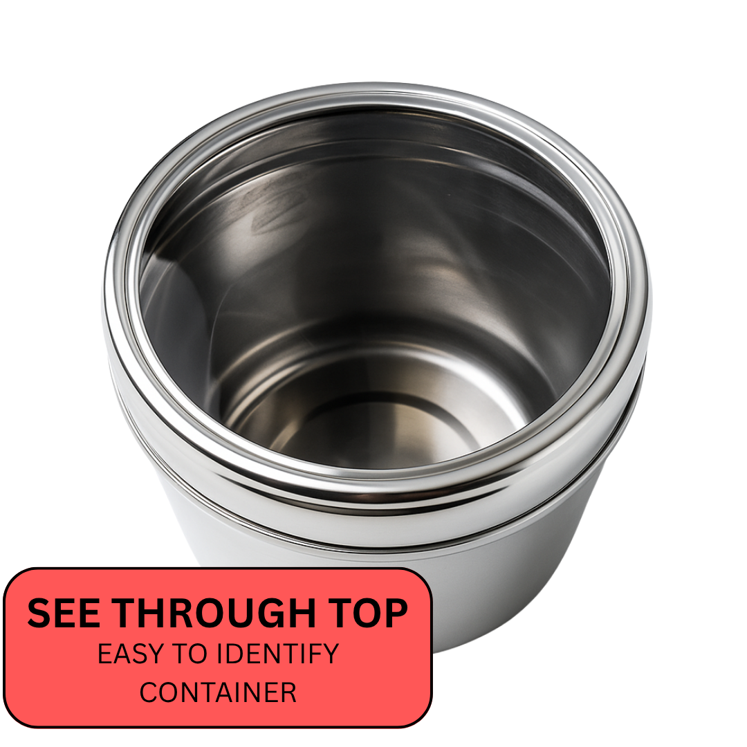 Mini Clear Stainless Steel Canister Set – Stackable Airtight Containers for Coffee, Sugar, Spices, Snacks, Crafts & More – Freshness-Sealing Lids