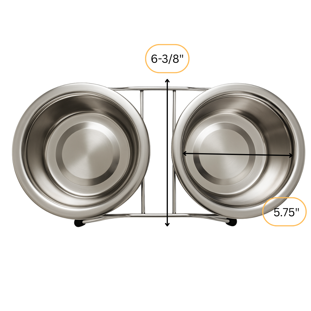 2 Piece Large Stainless Steel Pet Bowls with Stand  - U-89015