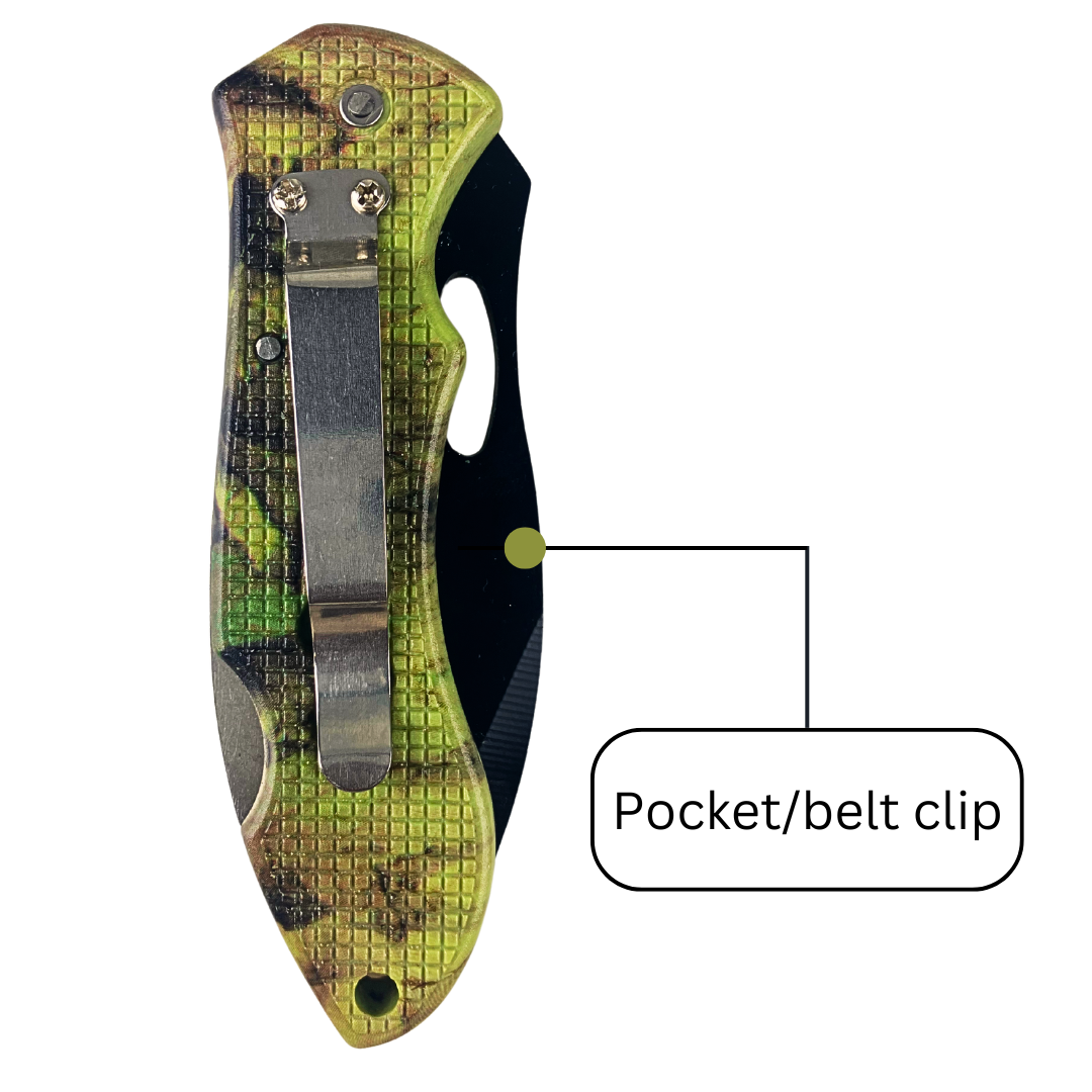 7.5" (19.1 cm) Hunting & Fishing Knife | 3" (7.6 cm) Black-Coated Stainless Steel Blade