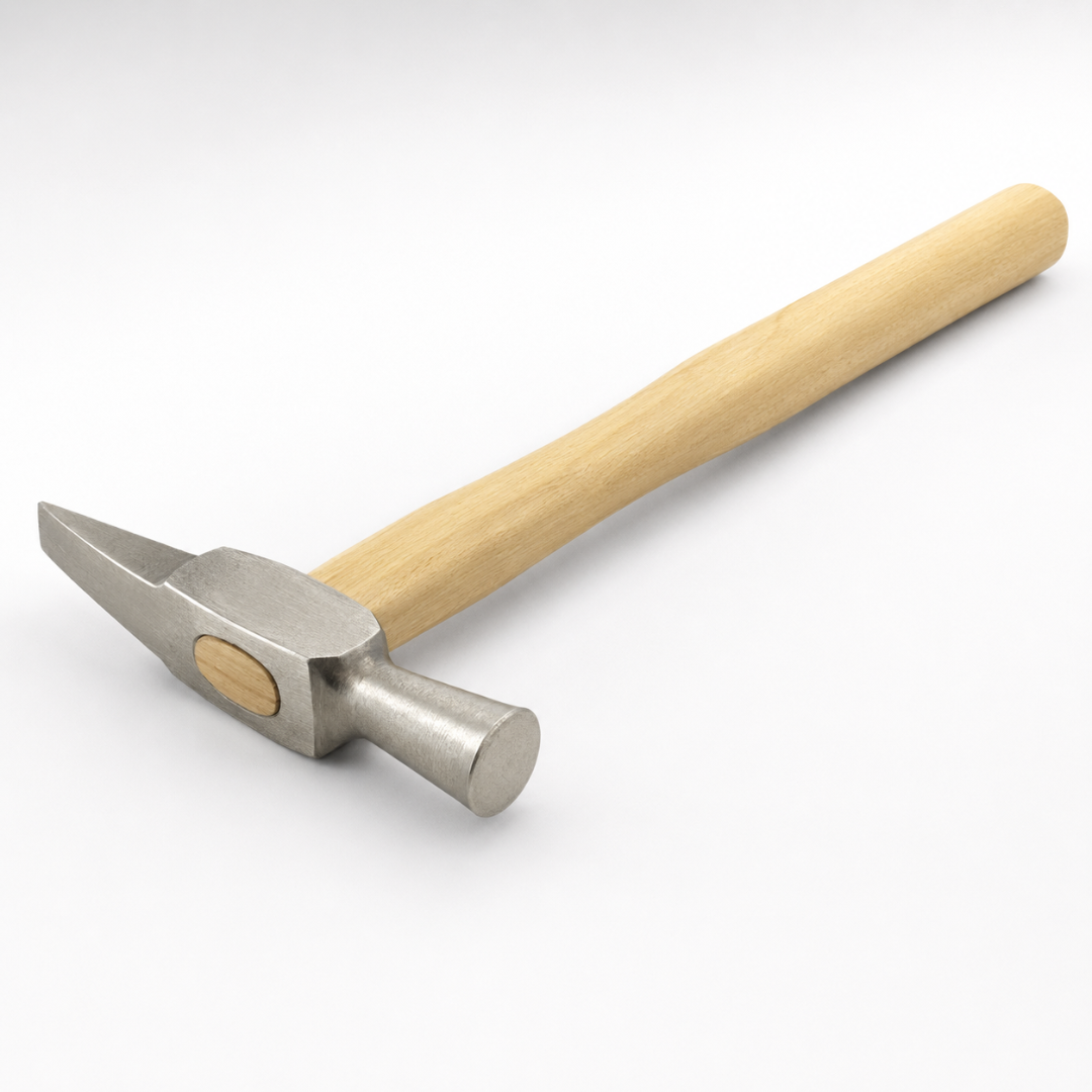 Swiss-Style Jeweler’s Hammer with Stainless Steel Dual-Face Head and Wooden Handle – 9-Inch Precision Chisel Hammer for Metal Texturing, Riveting and Wire Work