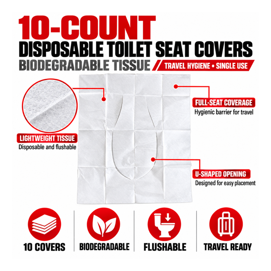 Disposable Toilet Seat Covers, Biodegradable Travel Toilet Seat Liners, 10 Pack