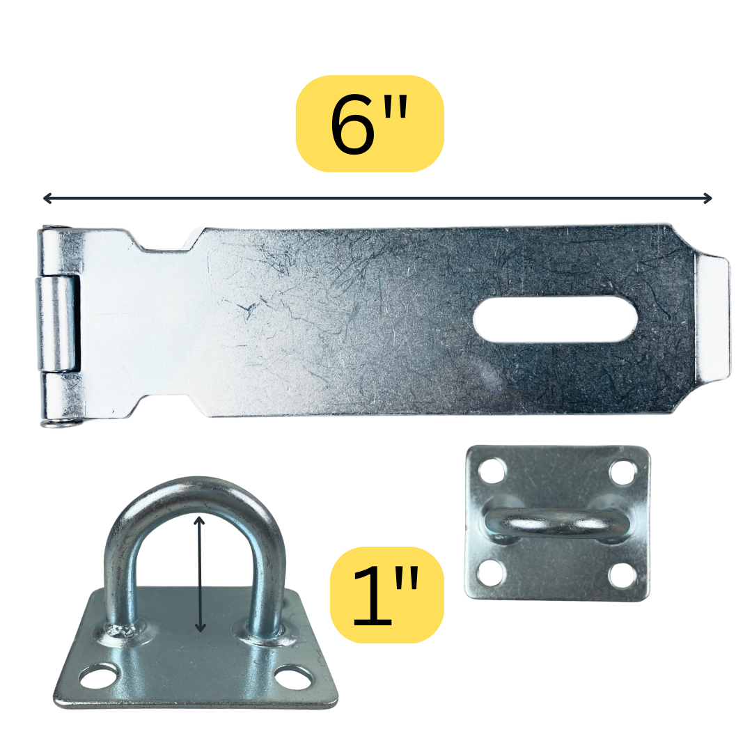 6" Galvanized Pad Bolt Hasp With Screws Suitable For Fastening Gate Or Cabinet Doors  - TH-14870