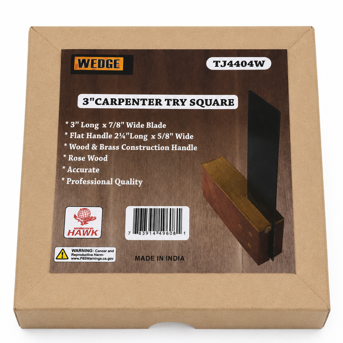 Mini Carpenter Try Square, 4-Inch Wood and Metal Right-Angle Marking Tool for Framing, Flooring, Paneling, Windows and General Carpentry – TJ-14404