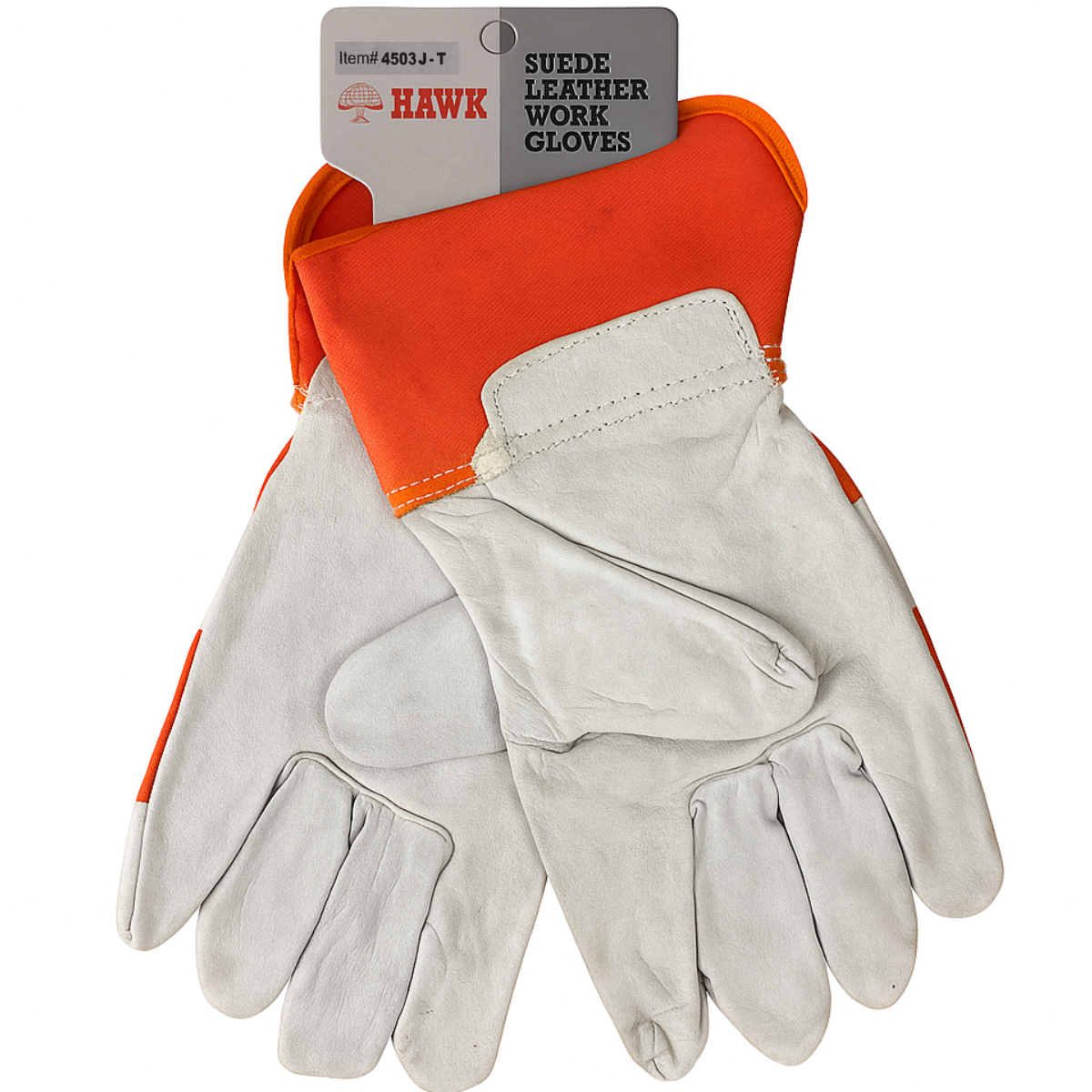 Hawk Suede Leather Work Gloves – Reinforced Fingers, Knuckle Bridge & Gauntlet Cuffs (12")