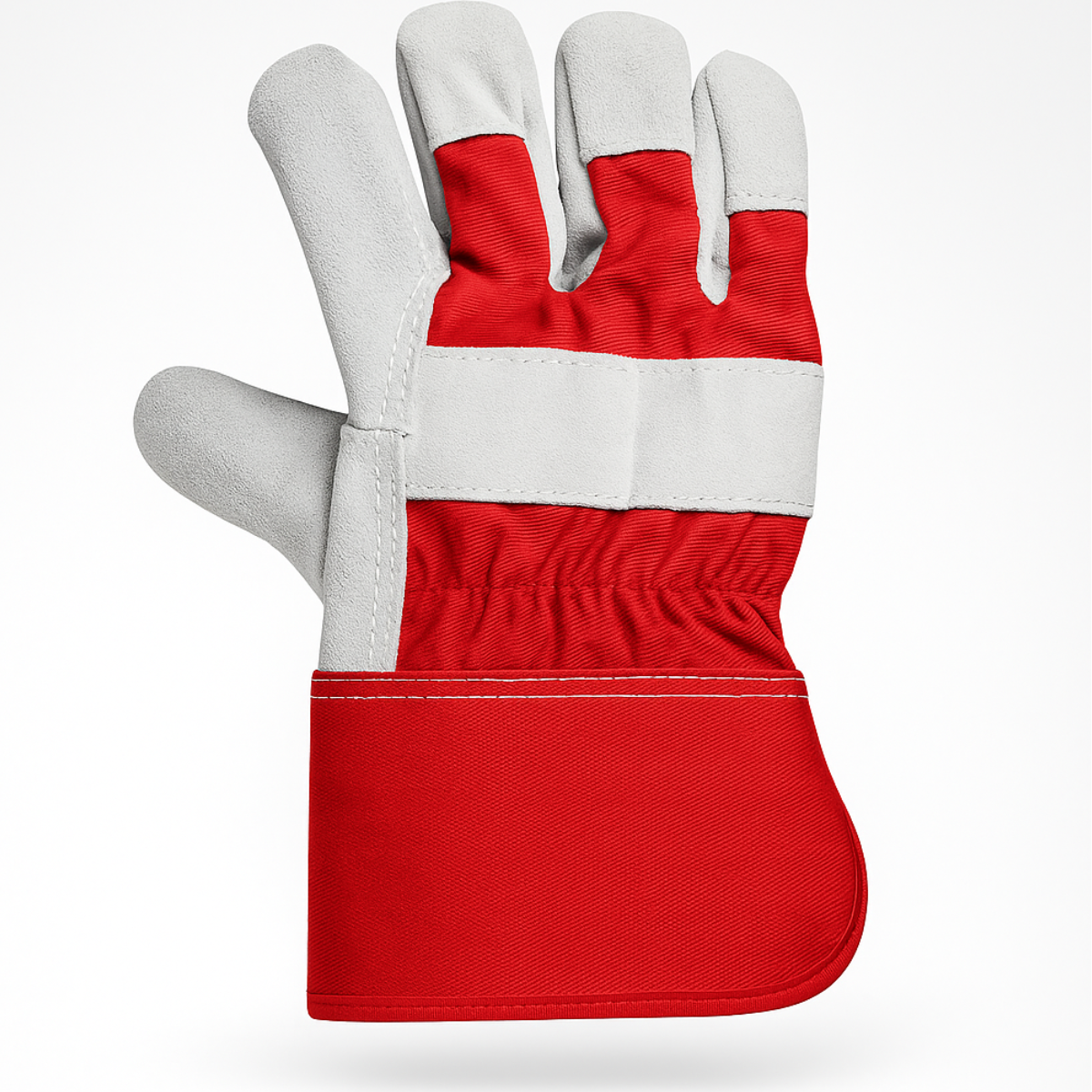 Men’s Premium Safety Gloves – Split Leather Palm Work Gloves with Reinforced Fingers, Gauntlet Cuff & Leather Knuckle Bridge for Construction, Gardening & Heavy-Duty Use