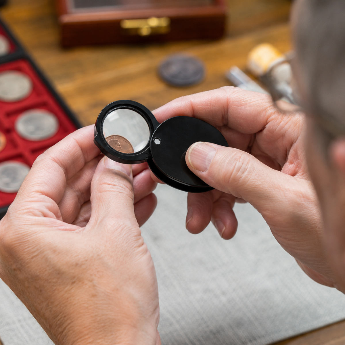 3X Pocket Magnifier Loupe, Folding Jewelry Eye Loupe with Protective Case, 3/4 Inch Glass Lens, Pack of 2