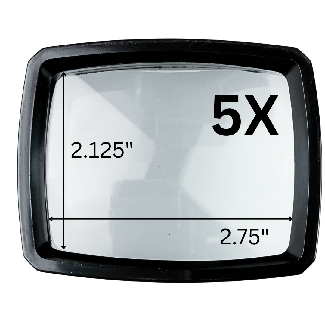 5X Dome-Style Fixed Focus Magnifier | 3"x2.5" Rectangular Lens | Enhanced with Clear Side Panels | Perfect for Printers & Hobbyists