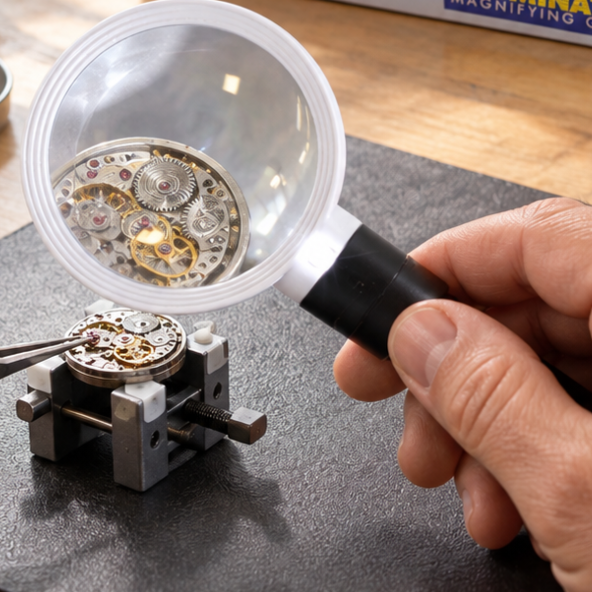 8-Piece Handheld Magnifier Display Set – 4 Lens Sizes: 2", 2.5", 3" & 3.5" – Glass Lenses with 2X/4X and 2.5X/5X Magnification – Countertop Retail Display – MP-28275
