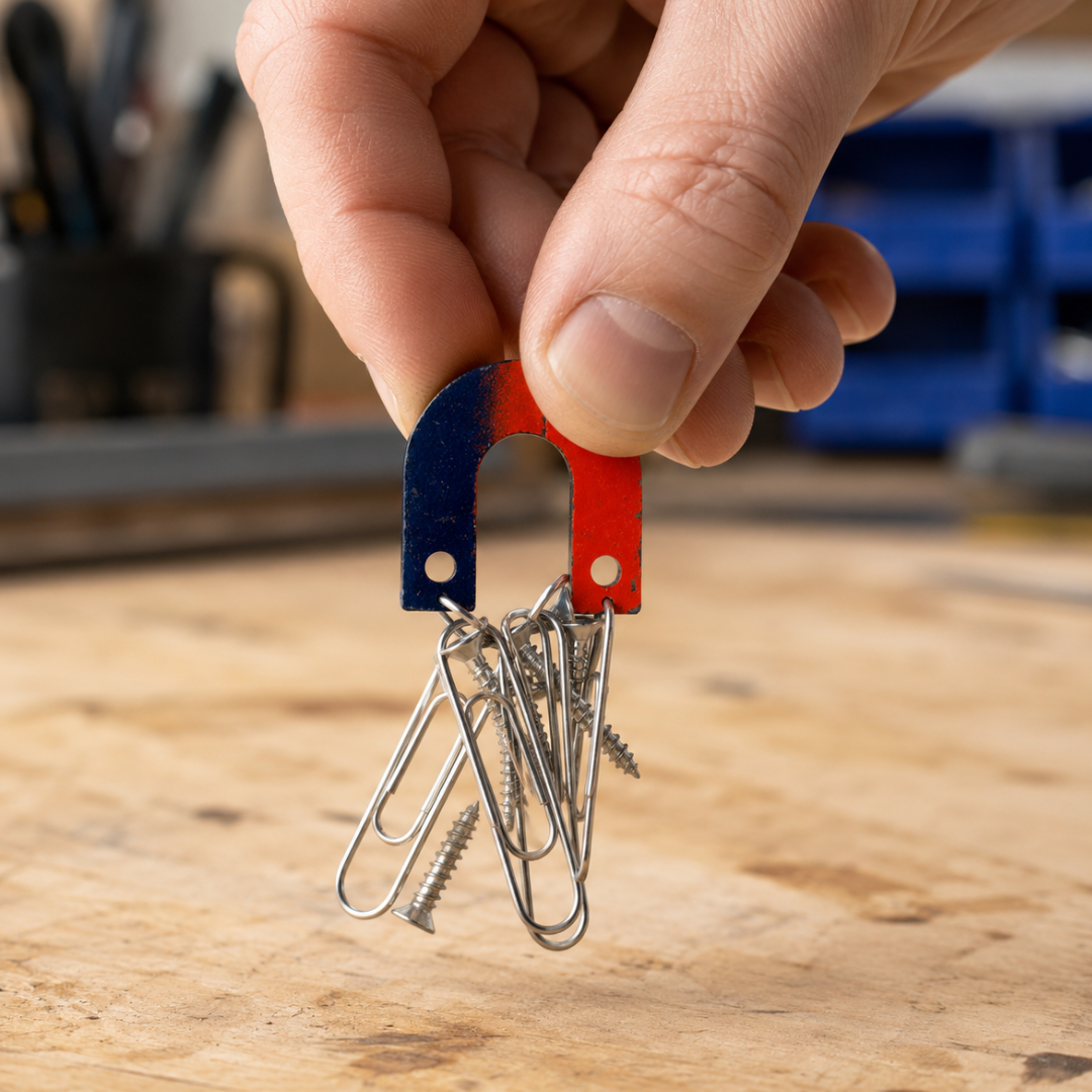 1-1/2 x 1-5/8 Inch Red and Blue Horseshoe Magnet – Compact C-Shaped Magnet for Science Experiments, Classroom Demonstrations and Metal Pickup