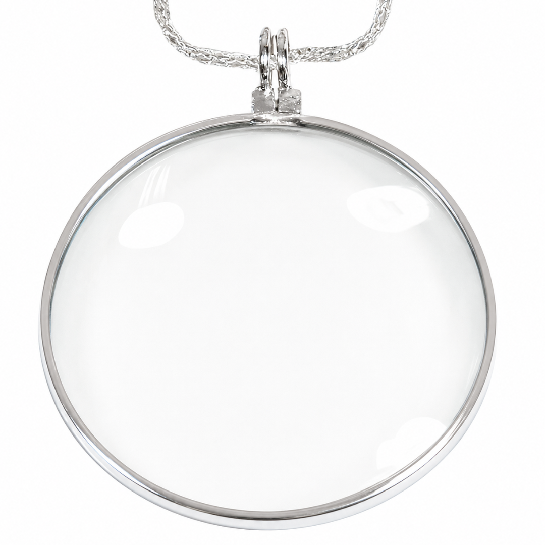 3.5X Magnifying Glass Pendant Necklace, Chrome Plated 1.75 Inch Lens with 18 Inch Chain, Wearable Reading Magnifier for Menus, Receipts, Price Tags, Programs & Small Print