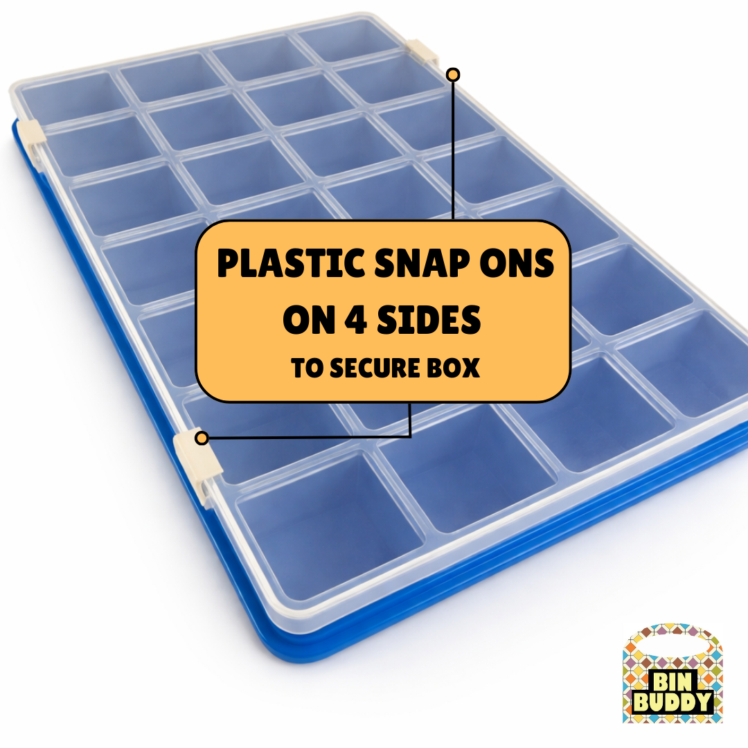 Clear Plastic Organizer Box with Multiple Compartments – 13" x 8"