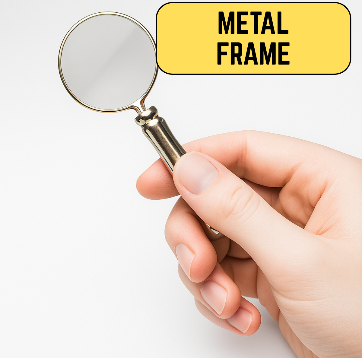 Mini Pocket Magnifier with 5X Power – 3.5" Chrome Plated Handle & Frame, Keychain/Necklace Hole, Includes Protective Pouch