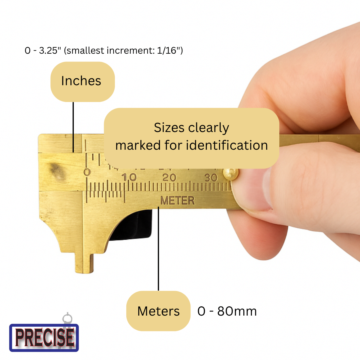 3"- 80mm Brass Pocket Caliper  - TM-50013