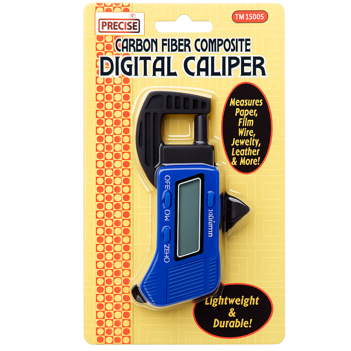 Digital Thickness Gauge – Carbon Fiber Composite Body with 8mm LCD Display, 0–12mm Range, 0.01mm Resolution