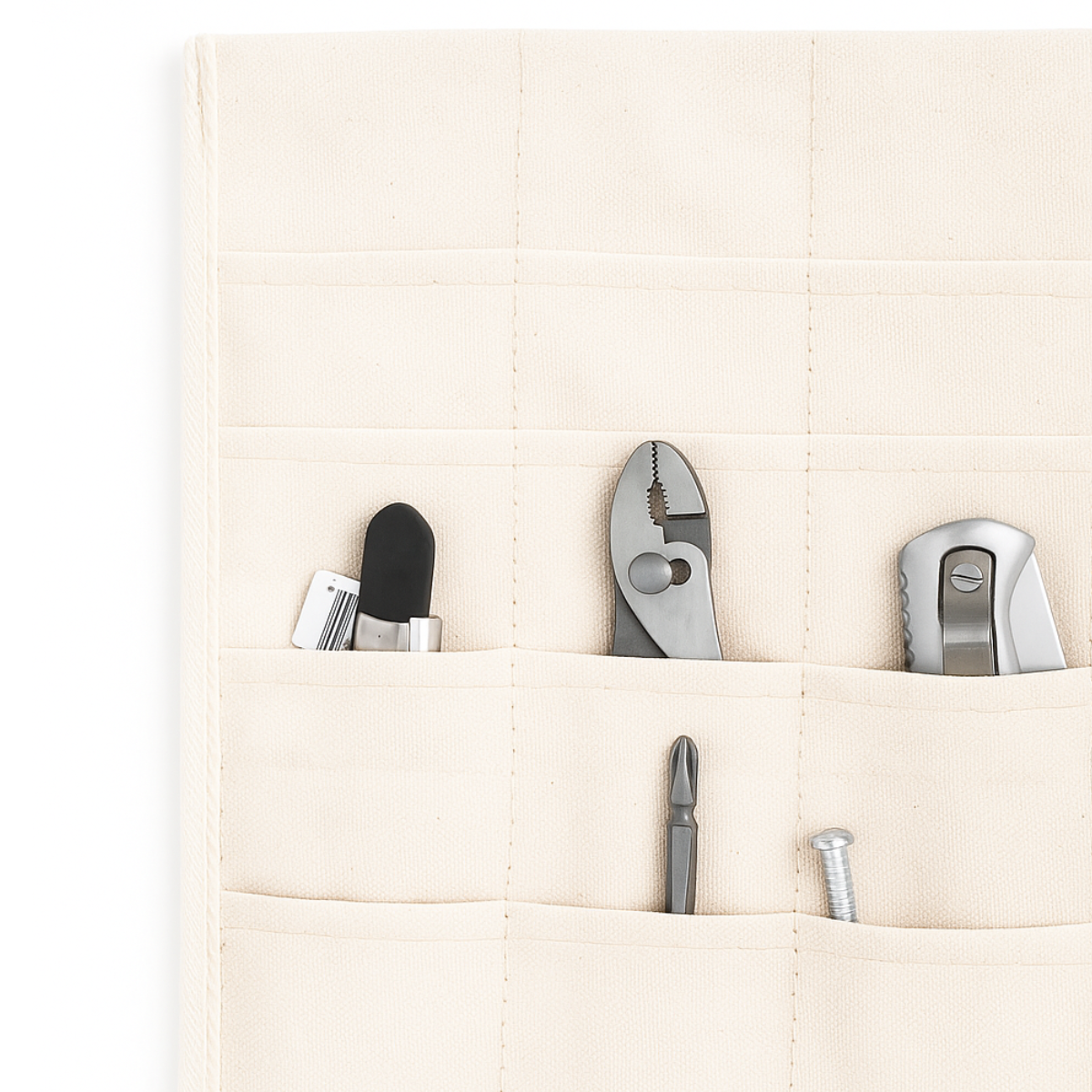 Canvas Roll Up Tool Bag – 18” x 18” – 48-Pocket Organizer for Paint Brushes, Pens, Tweezers & Craft Tools – 9-Tier Multi-Pocket Design, Durable 10 oz Cotton Canvas, Natural Color