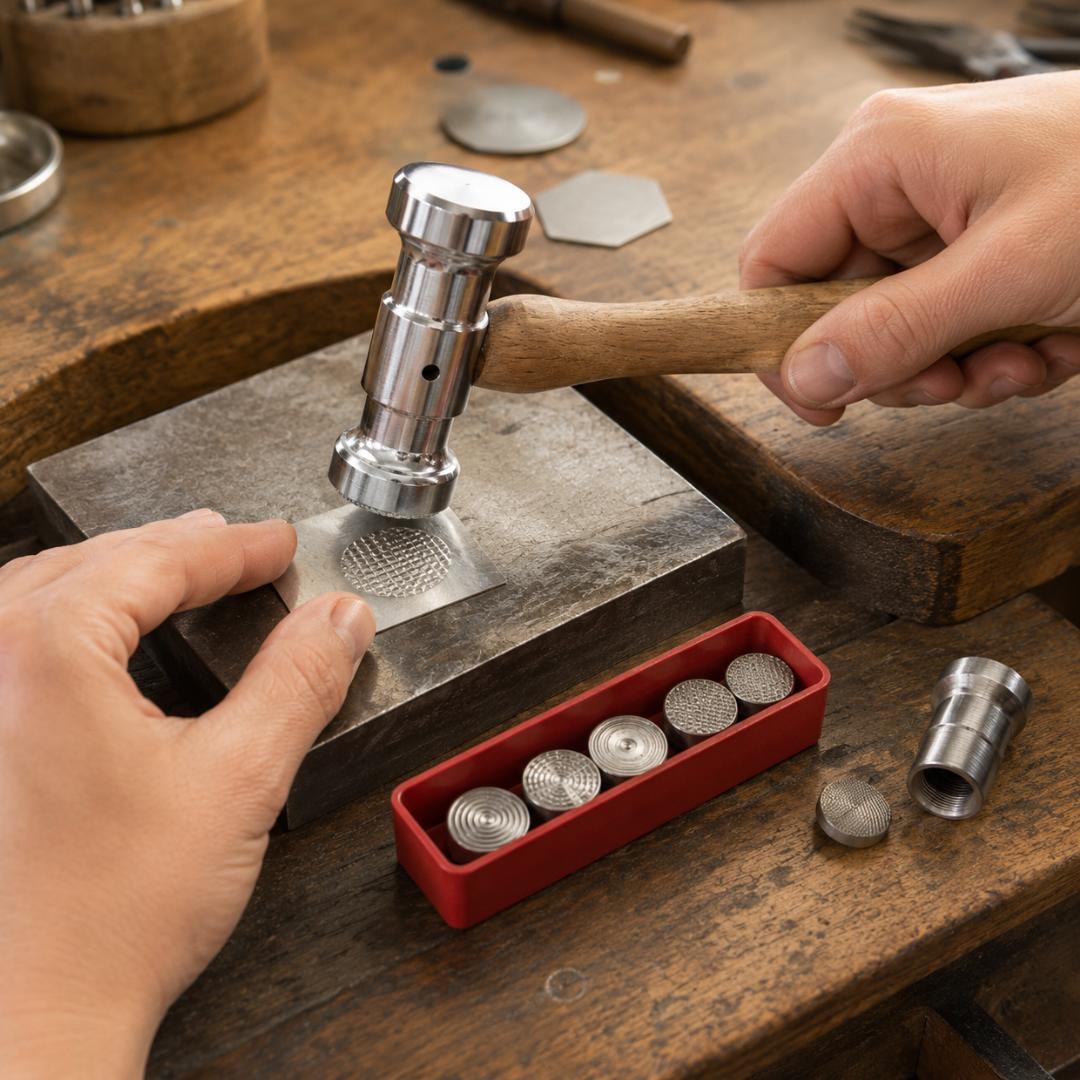 10 Inch Texturing Hammer with 12 Interchangeable Pattern Heads – Metal Stamping, Jewelry Making, Craft and Metalworking Hammer Set, PH-18408