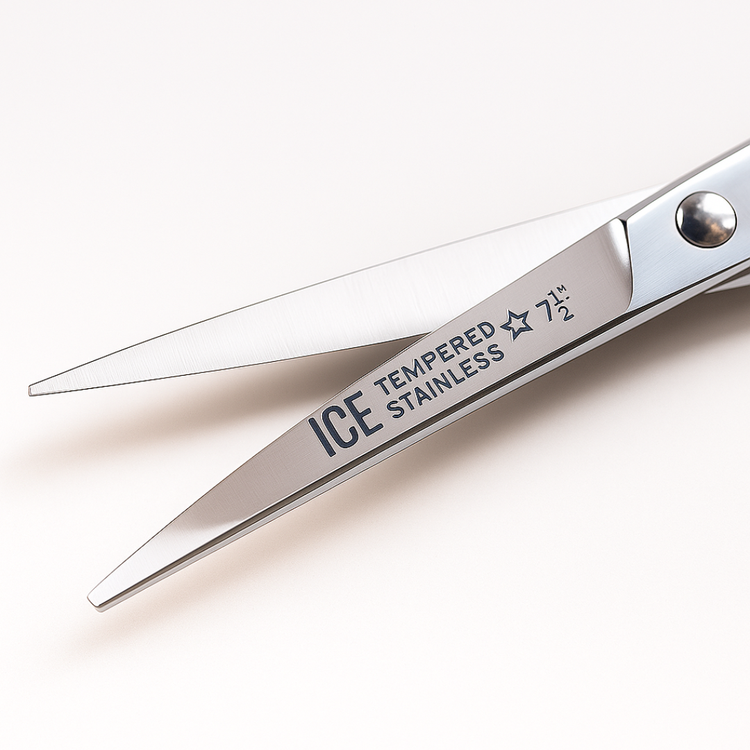 Professional Barber Scissors with Gold Colored Plated Handles – 7" Ice Tempered Stainless Steel Hair Cutting Shears for Salon and Home Use