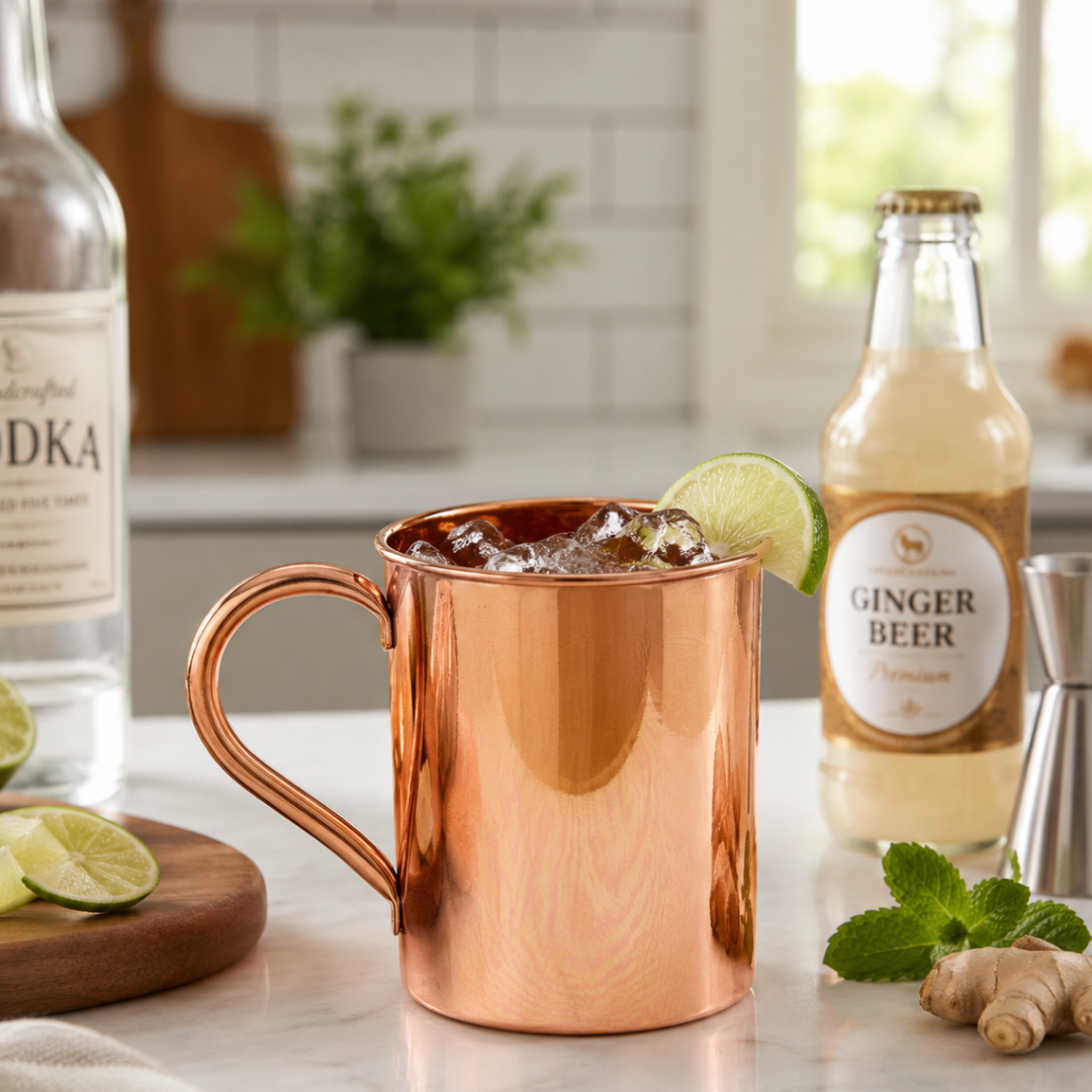 4 Inch Copper Moscow Mule Mug with Smooth Finish, Extra Large Handle, 3 Inch Rim Diameter, 6.2 oz Can Shaped Drink Cup for Cocktails, Bars, Restaurants & Home