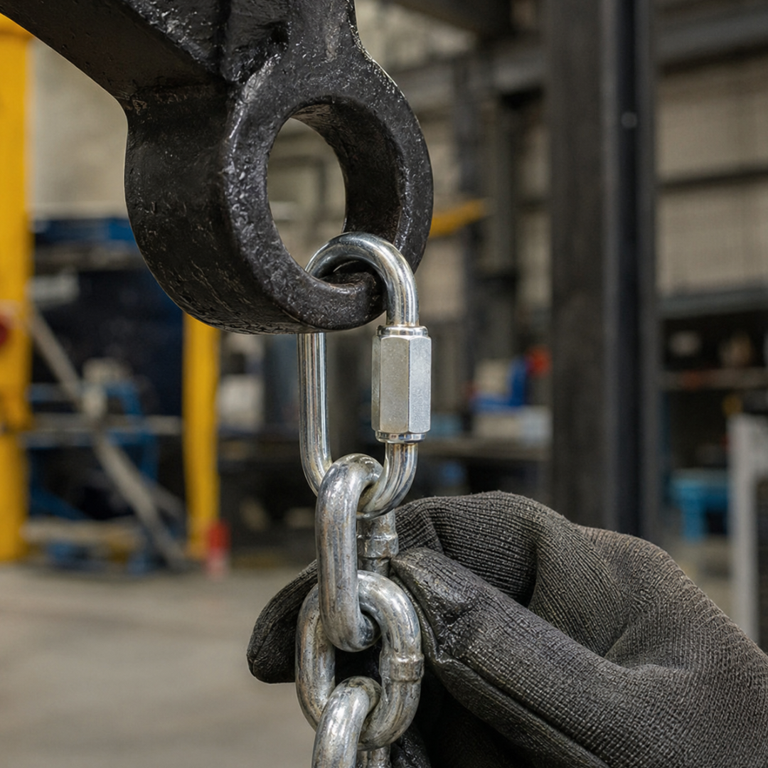 2-Pack 1/2 Inch Zinc-Plated Quick Links, Threaded Rigging Connectors, 2,200 lb Working Load Limit and 6,600 lb Breaking Strength for Secure Attachment