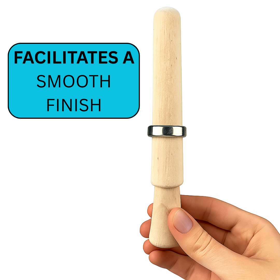 nside Ring Polish/Buff Mandrel | 4.5" Length | Tapered 1/2"-3/4" Design | Wooden Craftsmanship | Dual Manual & Motor Usage Tool