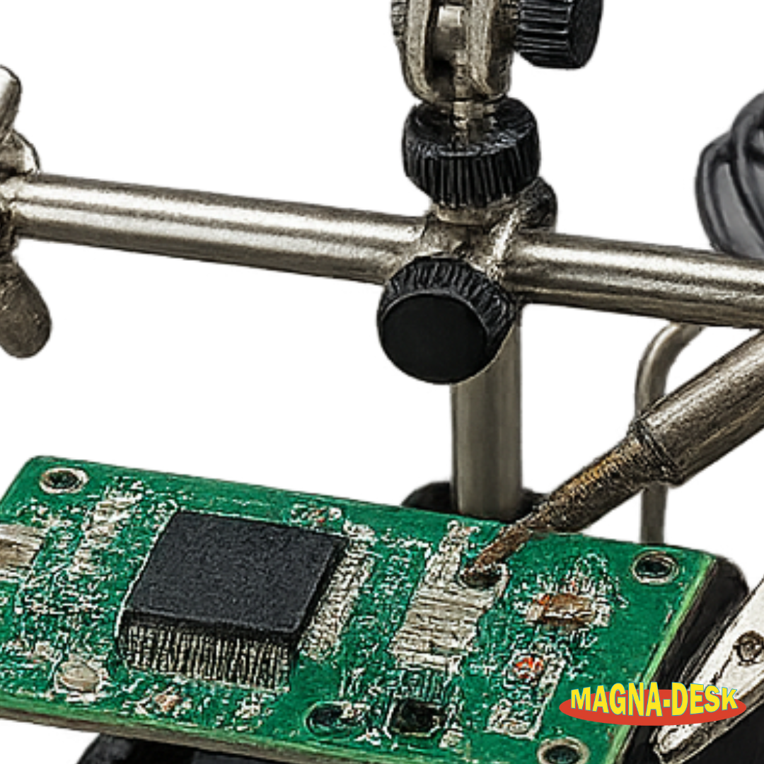 Helping Hands Soldering Station with 3.5" Magnifier – 2X Lens, Alligator Clips, Coil Holder & Heavy Base for Electronics, Jewelry & Hobby Work