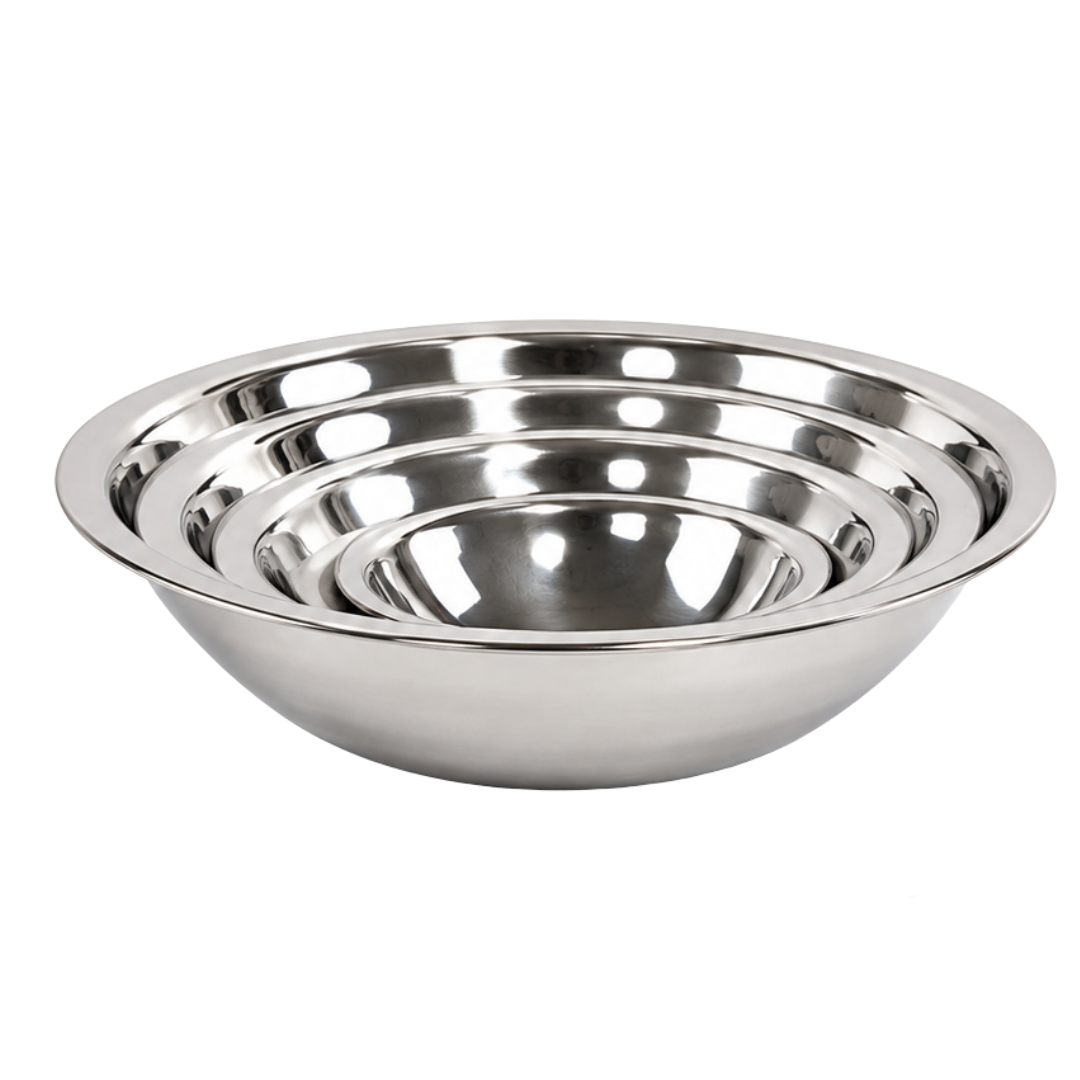 5 Piece Stainless Steel Mixing Bowl Set – Nesting Kitchen Prep, Mixing & Serving Bowls – 5.5", 7", 8.5", 10" & 11.75" Diameters – Space-Saving Stackable Design