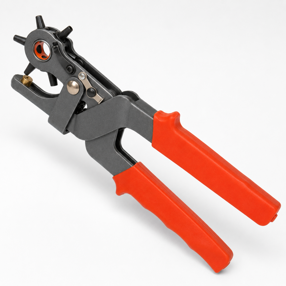 Revolving Leather Hole Punch Pliers, 9.5-Inch Heavy-Duty Rotary Punch Tool with 6 Hole Sizes and Comfort Grip Handles for Belts, Shoes, Bags, Canvas and Denim – TP-04402