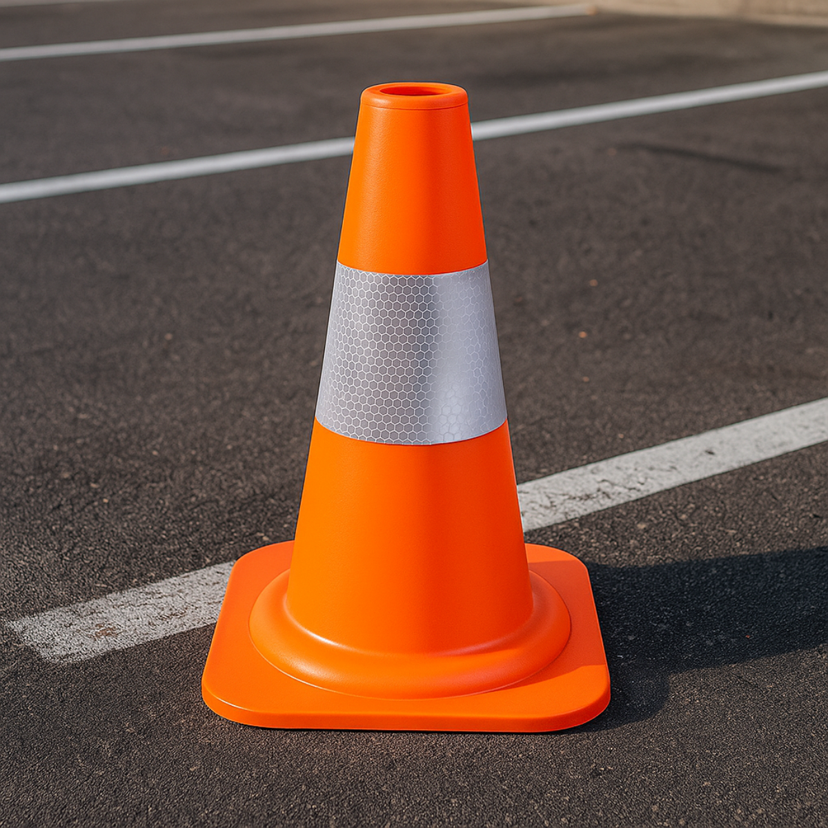 12" (30.5 cm) PVC Safety Cone | Weighted & Balanced Base | Reflective Visibility Strip | Multi-Functional for Hazard Marking, Parking & Sports