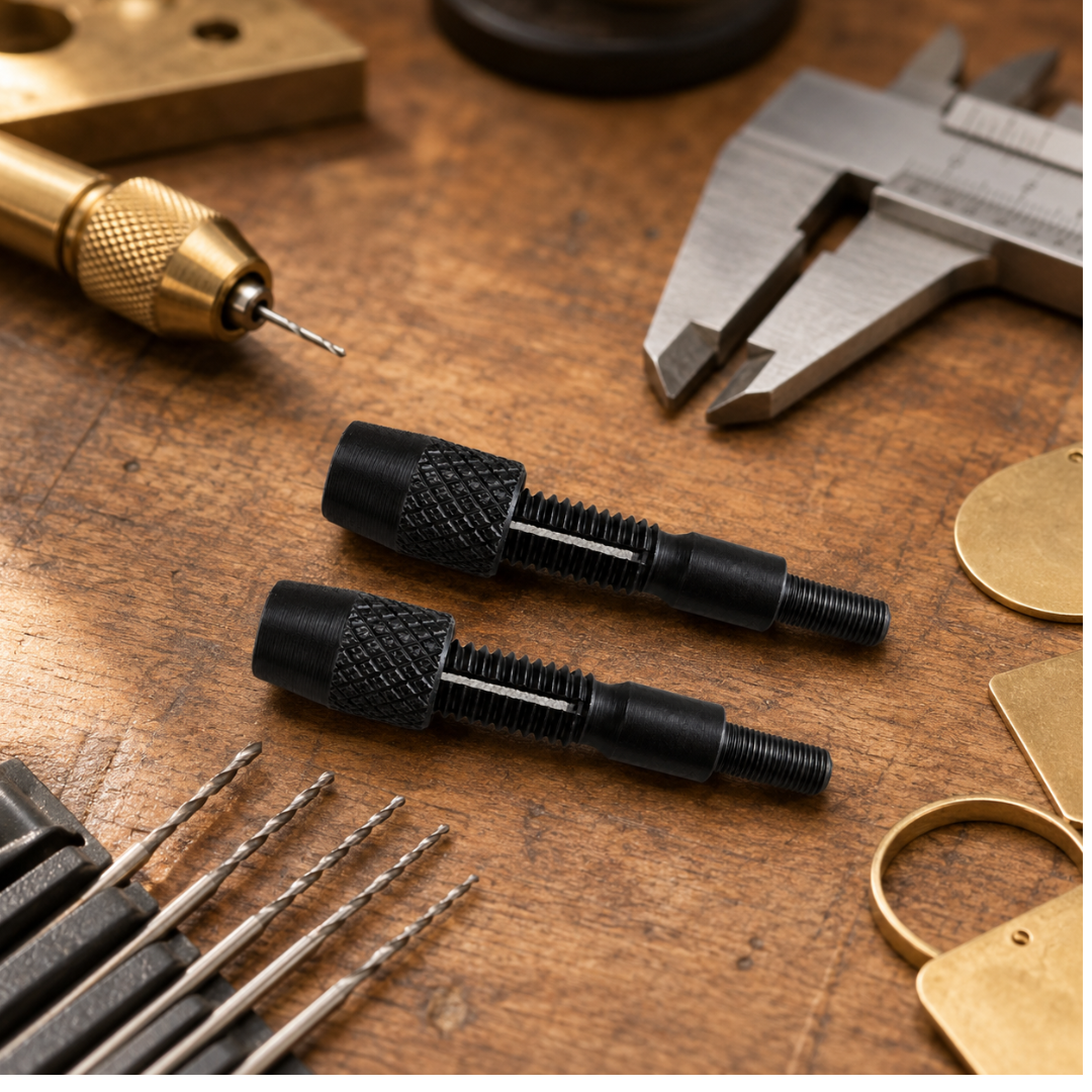 1.25-Inch Mini Drill Chuck for 1mm Micro Drill Bits, Forged Steel Precision Bit Adapter for Pin Vises and Compatible Rotary Tools, 2-Pack