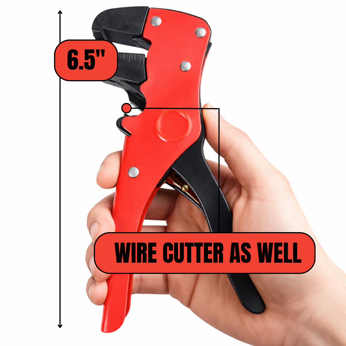 6.5 Inch Heavy Duty Wire Stripper With High Carbon, Heat Treated Blades  - TP-14200