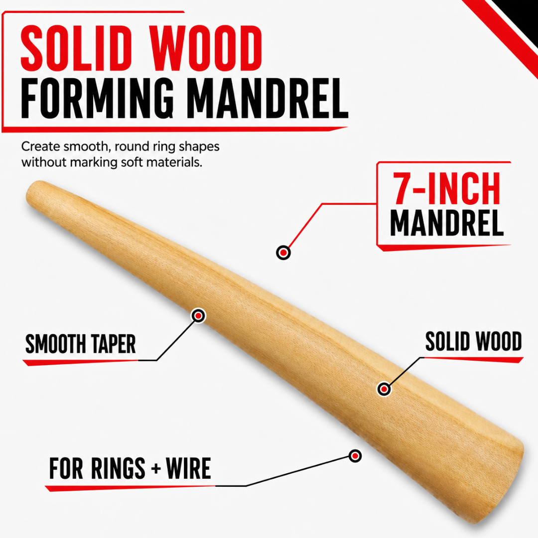 7-Inch Mini Wooden Ring Mandrel – Tapered No-Mar Hardwood Ring Shaping Tool for Buffing, Polishing and Dent Removal – Approx. 1-Inch Diameter