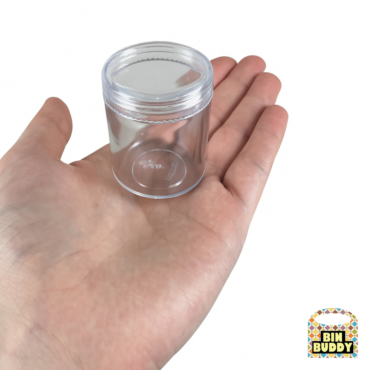 12 Plastic Clear Jars in Box- Screw-on Lids  - TJ-48846