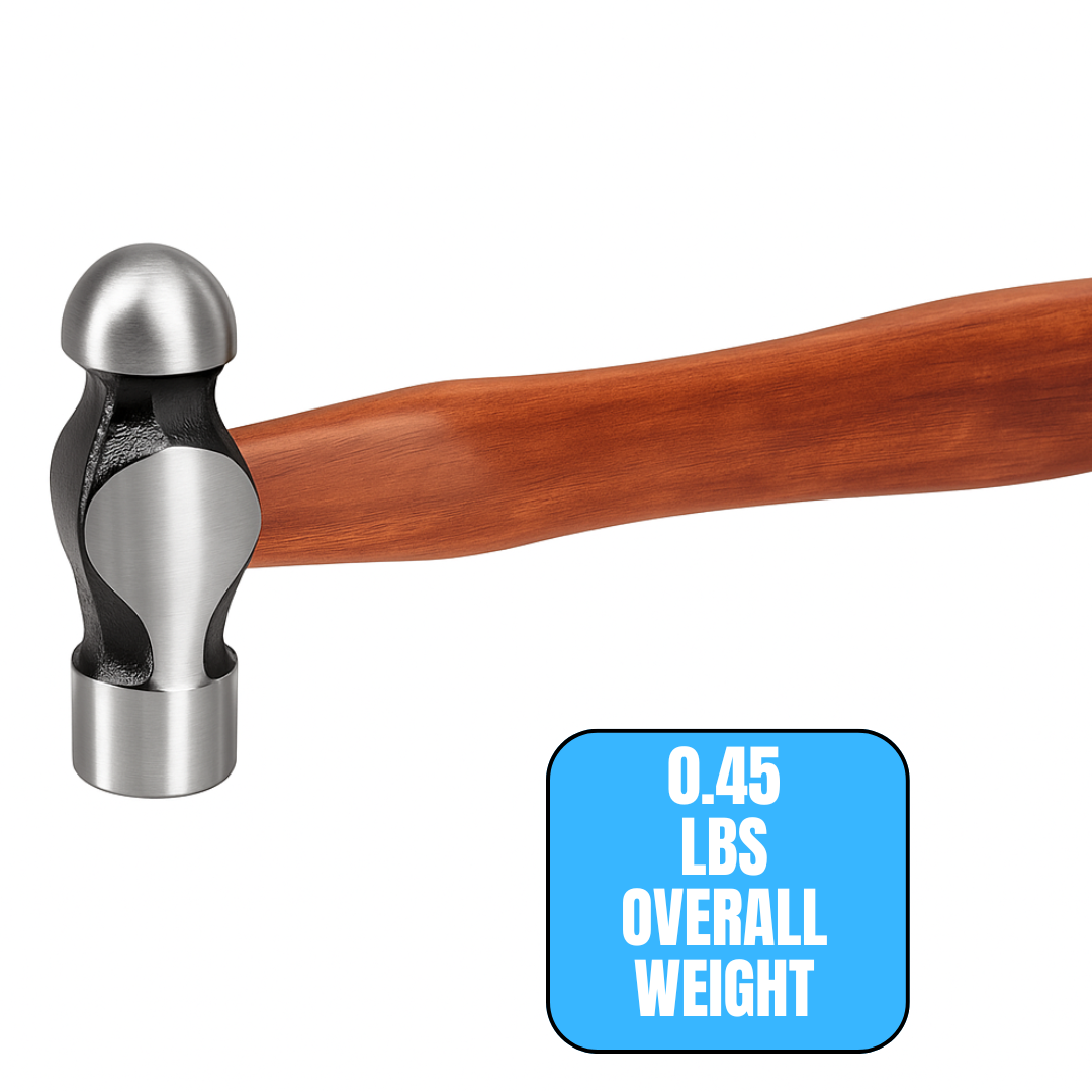 Ball Pein Hammer – Drop Forged Steel Head, 10" Long, 4 oz | Flat & Domed Faces | Solid Wood Handle | Perfect for Metal Shaping, Bending & Crafting