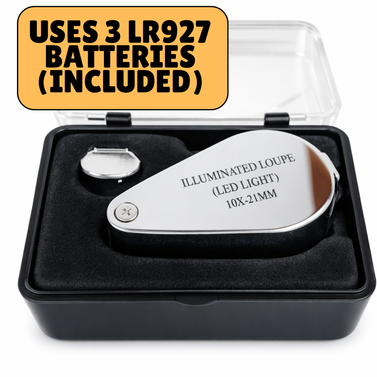 10X Triplet Glass Jeweler’s Loupe with LED Light – Chrome Finish (MG-92120)