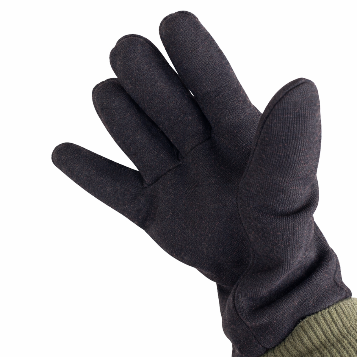 Lined Brown Jersey Gloves with Red Fleece – Pack of 12 (GL-17550-Z12)