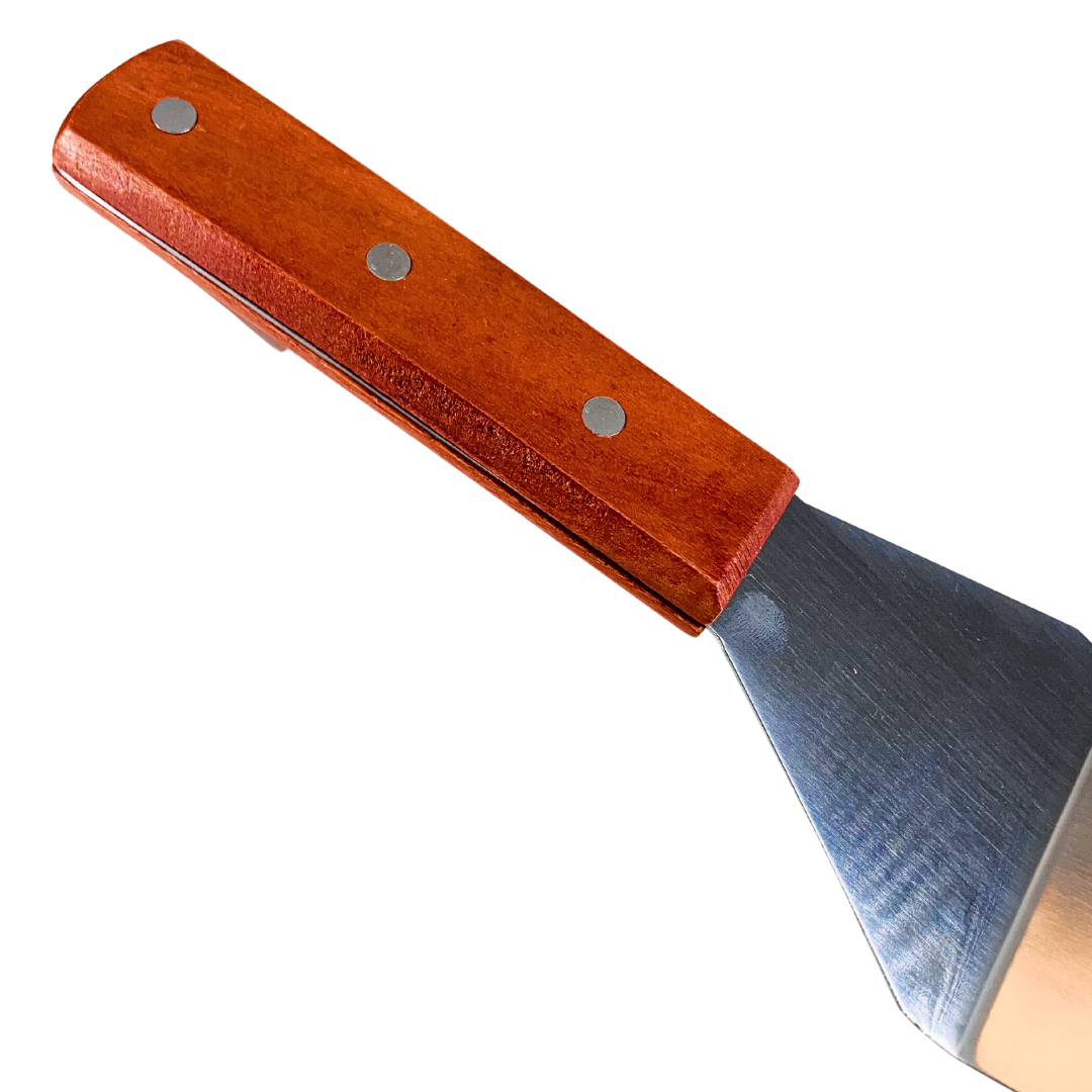 Premium Stainless Steel Grill Turner with Wooden Handle