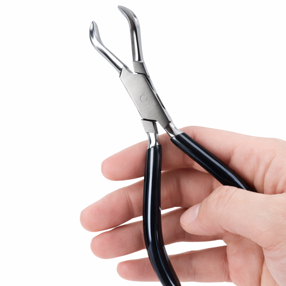 5.5" Half Round Curved Ring Holding Pliers – Double Leaf Spring, Stainless Steel, PVC Grip Handles – Jewelry Making Tool