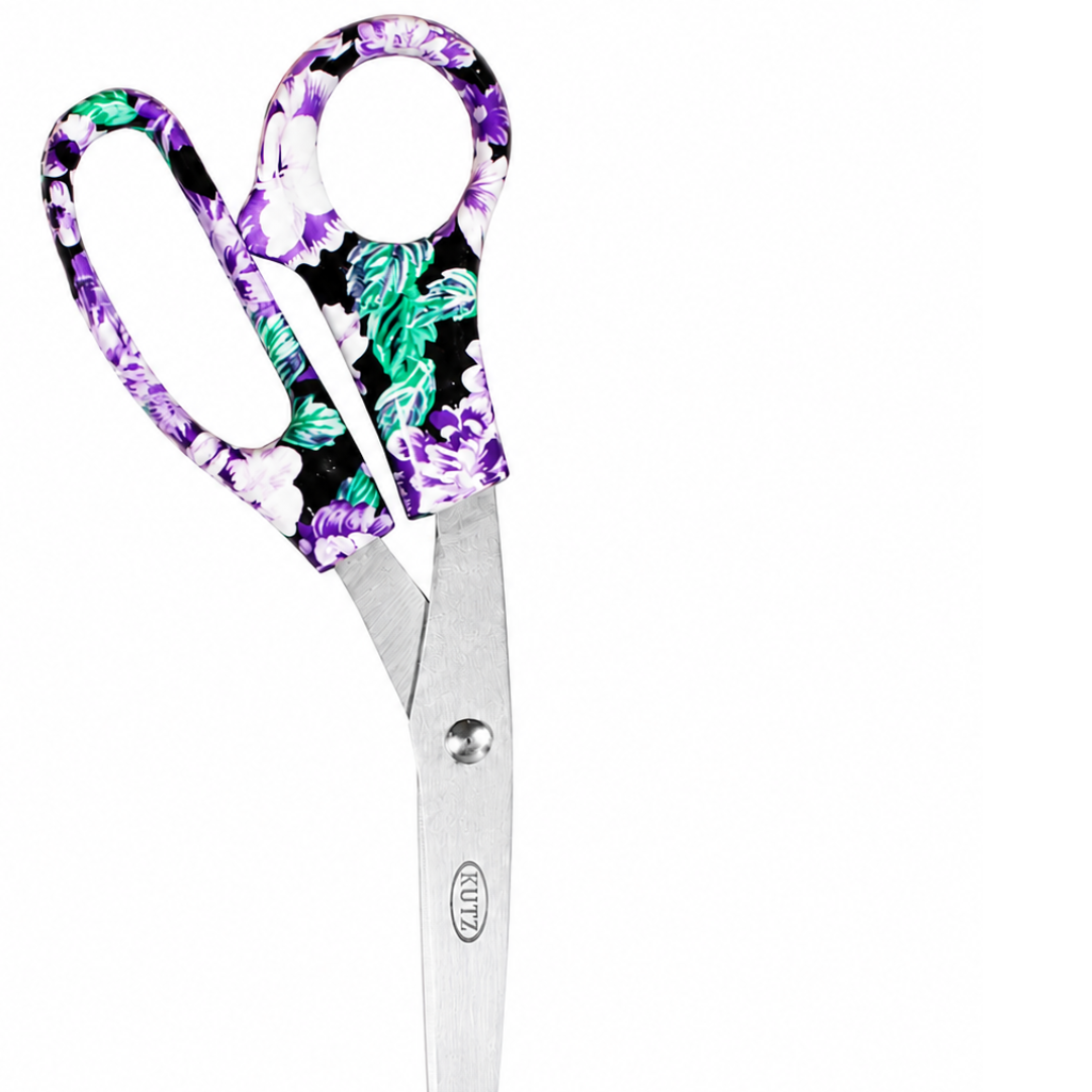 24 Piece 8 Inch Floral Pattern Scissors Display Box, General Purpose Stainless Steel Scissors with Comfortable Plastic Handles for Home, Office, Classroom, Crafting and Retail Counter Display