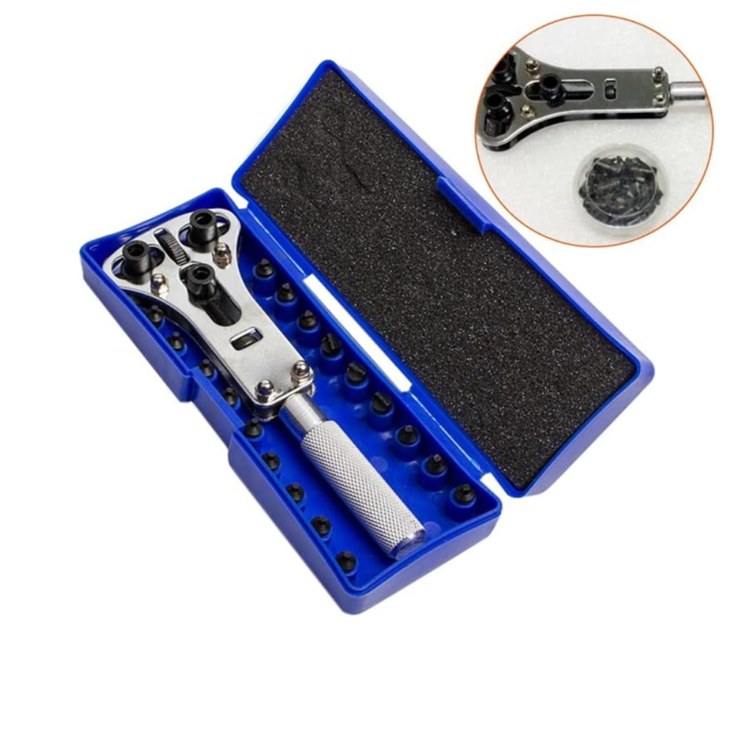 Professional Watch Case Back Opener Tool Kit – Adjustable Waterproof Watch Wrench Remover with 18 Dies – Watch Battery Replacement & Repair Tool Set with Storage Case